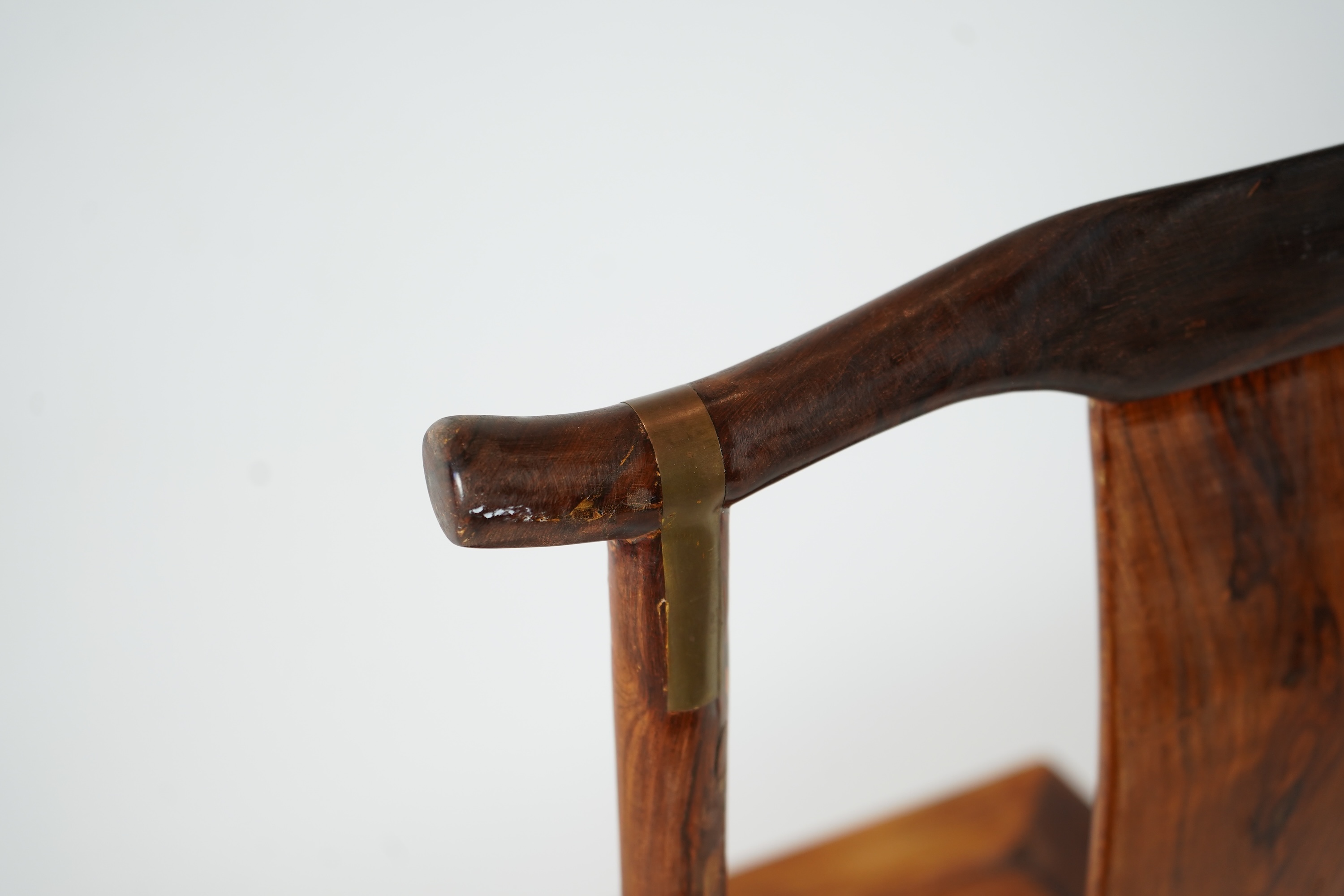 A Chinese huanghuali yoke-back side chair, denguayi, Qing dynasty